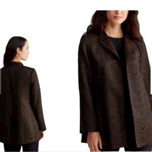 Eileen Fisher Black Silk Blend Jacquard Jacket Orig $498 Sz XS